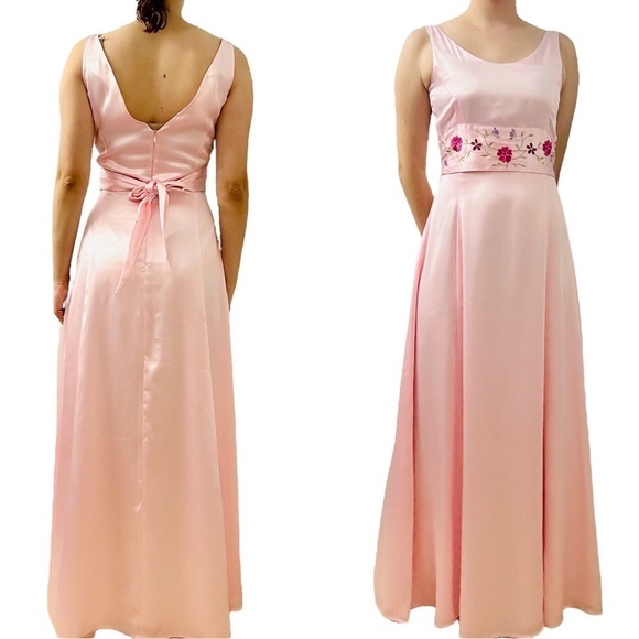 Vintage 2000s Delia’s Dress Formal Prom Pink Embroidered Floral Y2K Size Small - Picture 1 of 6